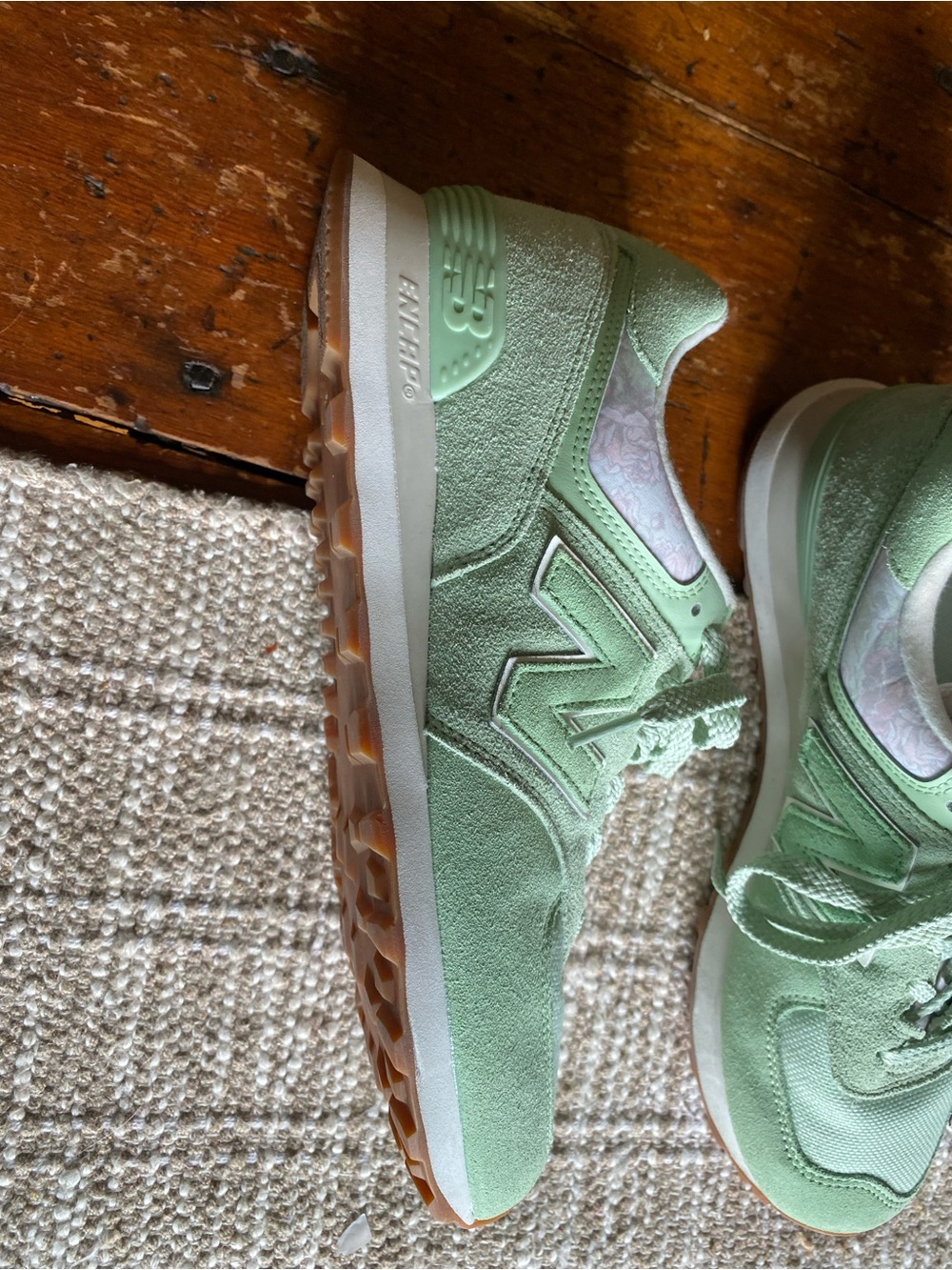 New Balance Women's Mint Green Suede Athletic Sneakers - Picture 3 of 8